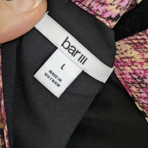 𝅺nwt Bar III Cut Out Back Pink Snake Print Mini Dress L - Picture 13 of 15